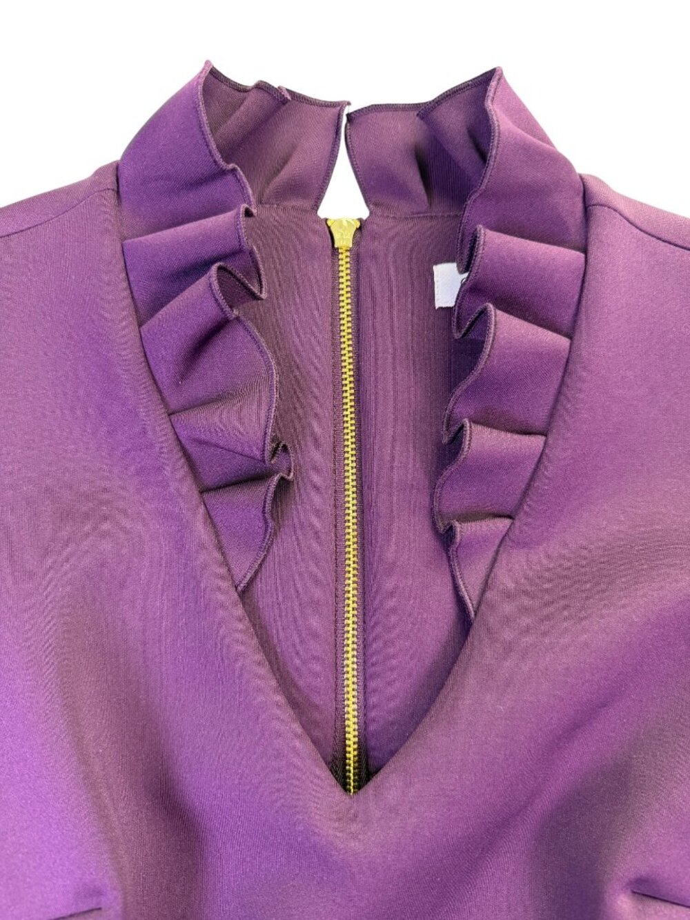 Calvin Klein Womens Purple Ruffled Neckline Sleeveless Sheath Dress Size 4 - Picture 4 of 8